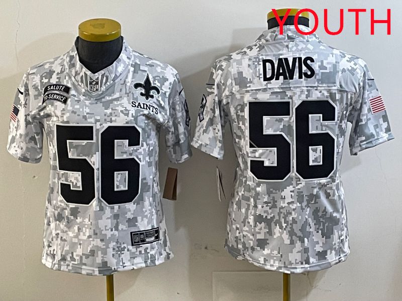 Youth New Orleans Saints #56 Davis Camo Nike Olive Salute To Service Limited NFL Jersey style 2->youth nfl jersey->Youth Jersey